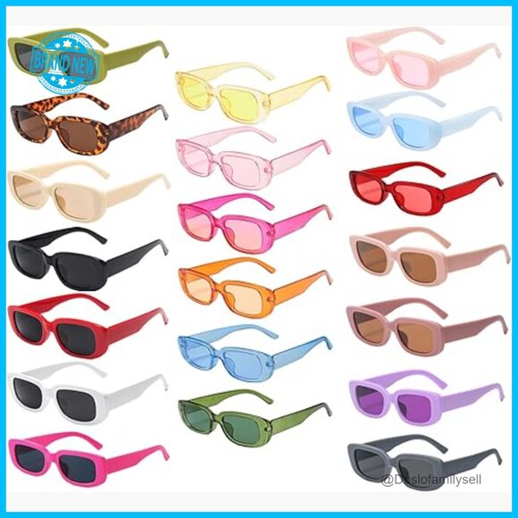 Retro Narrow Rectangle Sunglasses Y2K Vintage Party Bulk Pack Polarized main image 4